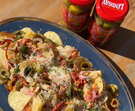 Basque Nachos with Lindsay Sofrito Style and Pimiento Picantito Olives