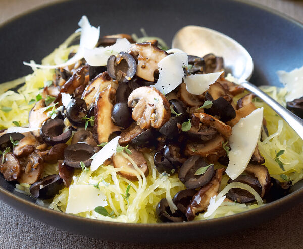 Spaghetti Squash with Mushrooms and Olives
